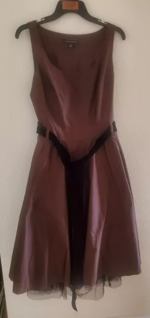 Banana Republic Dress Brown Sleeveless Fit Flare Remove Crinoline Sz 4 Belt Mint