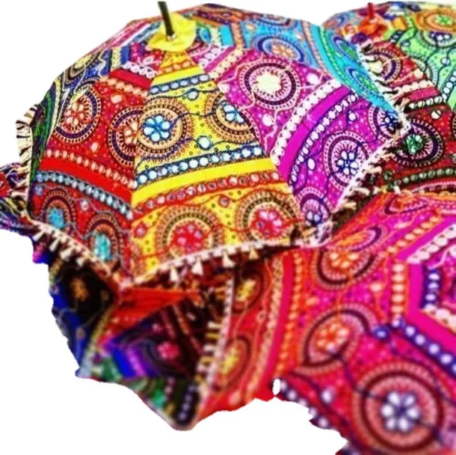 Vintage Decorative Indian Embroidered Sun Shade Parasol Wholesale Lot Umbrellas