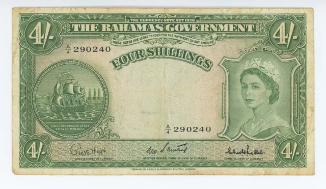 BAHAMAS ND (1953) FOUR SHILLINGS BANKNOTE, P-13c