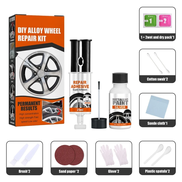 Universal Alloy Wheel Rim Scratch Repair Kit Set Fit For-Car Scratch Fix Quick