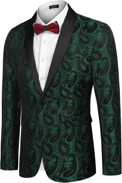 COOFANDY Mens Floral Tuxedo Jacket Paisley Shawl Lapel Suit Blazer Jacket for Di 2