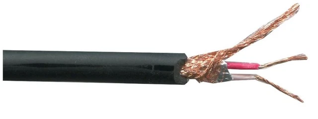 PRO ELEC - 2 Core Screened Microphone Cable, 20/0.12mm, Black, 100m