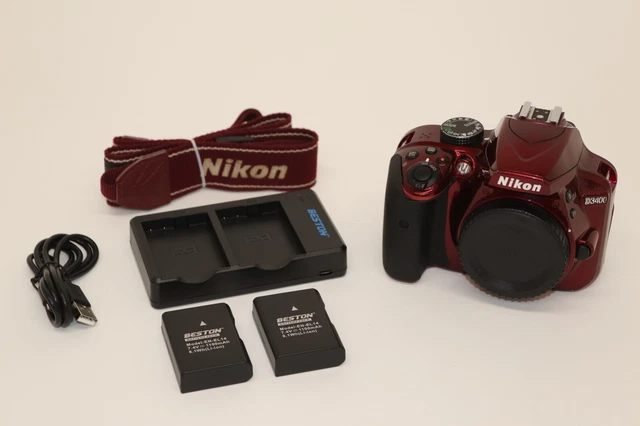 Nikon D3400 24.2MP Digital SLR Camera Body Red (Shutter count only 20,198)