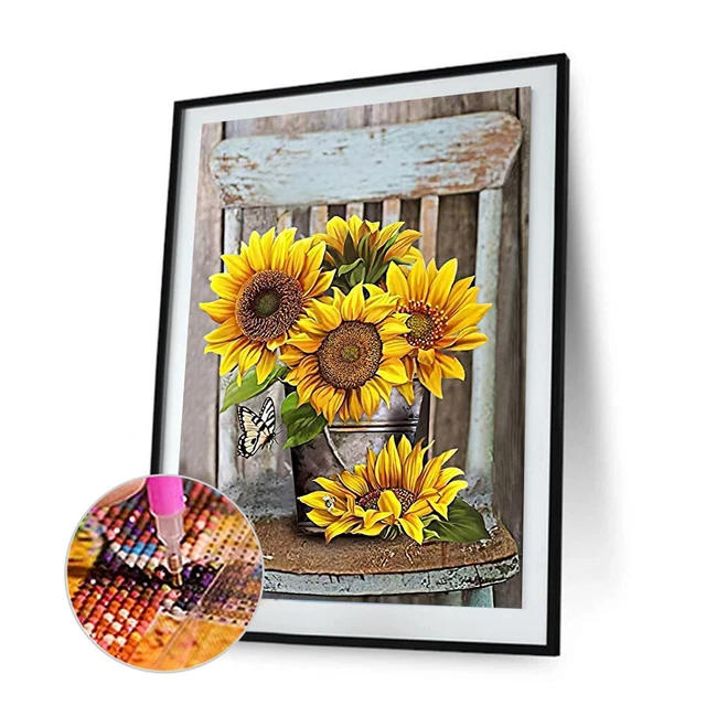 Diamond Painting Sunflower Full Round Drill Picture of Rhinestone DIY Drawing