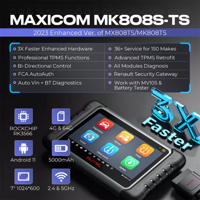 Autel MaxiCOM MK808S-TS As MX808S-TS TPMS Relearn Car Diagnostic Scanner Tool 3