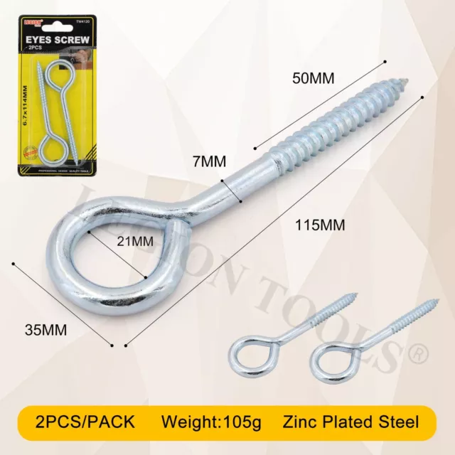 Steel Screw Eye Hooks Zinc-plated Kitchen Garage Heavy Duty Fixing Hook Hanger 2