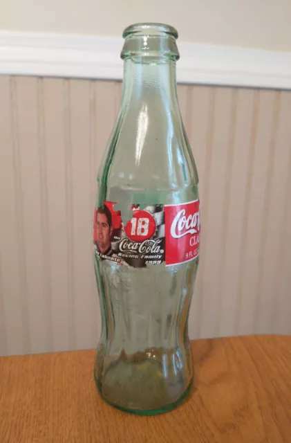 Vintage Bobby Labonte #18 NASCAR Coca-Cola Glass Bottle 1998 Coke 8 Oz. Used 🏁