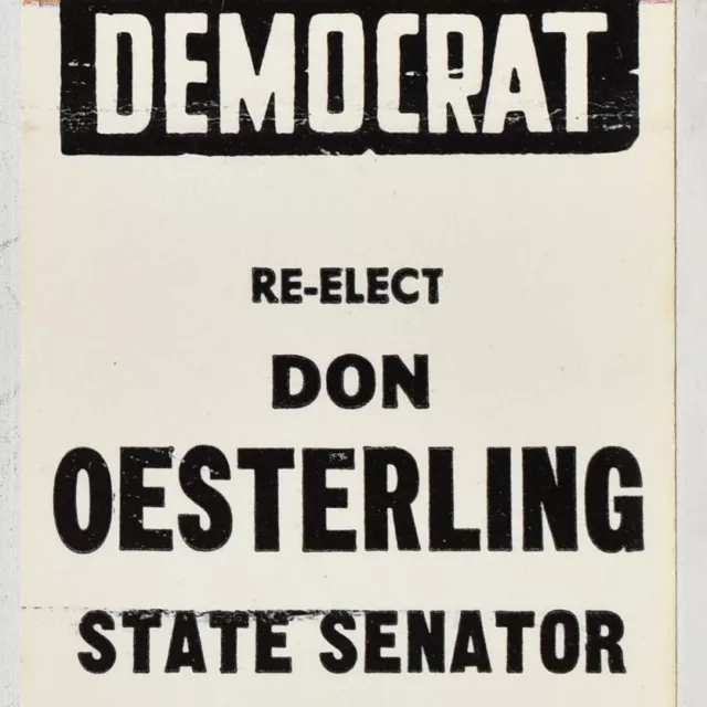 1960s Donald O Oesterling State Senator Butler County Pennsylvania Democrat Vote