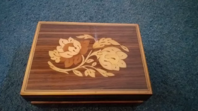 small inlaid wooden box