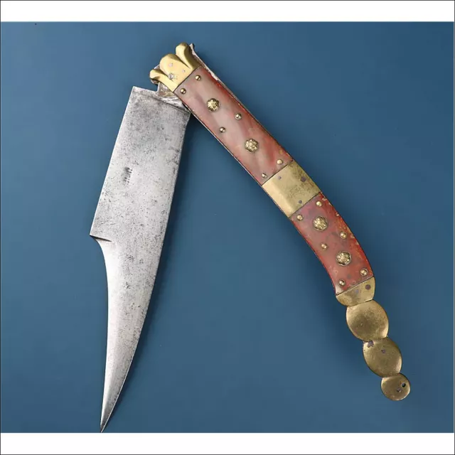 Antique Spanish Valero Jun Navaja - Folding Knife. 16.93 in. Spain, 19th Cent.