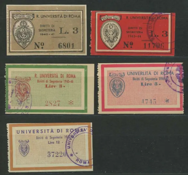 Italy local revenues Roma University 1940-1947 fiscal marca da bollo