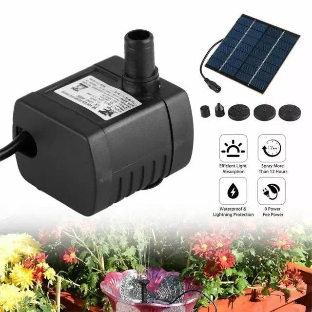 Solar Water Panel Power Fountain Pump Kit Pool Garden Submersible> Pond V0U1