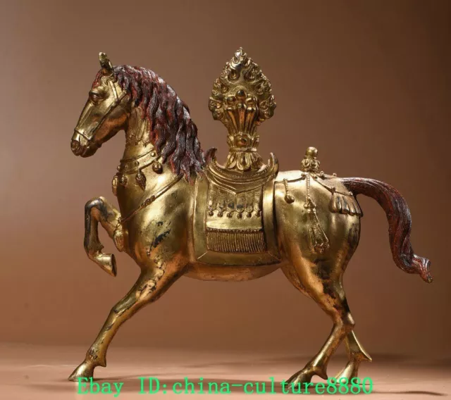 10.2 "Chine antique Feng Shui Zodiac Running Horse statue animale réussie