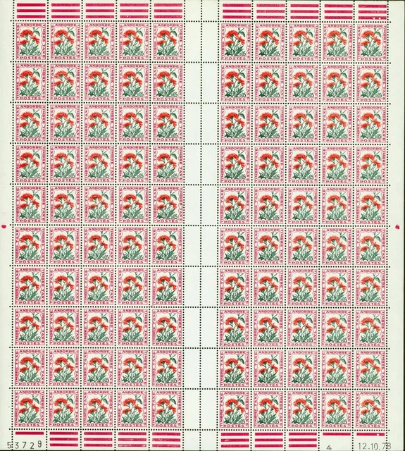 Andorra 1965-French Andorra-MNH stamps.Mi Due Nr.: 46.Sheet of 100(EB) MV-14666