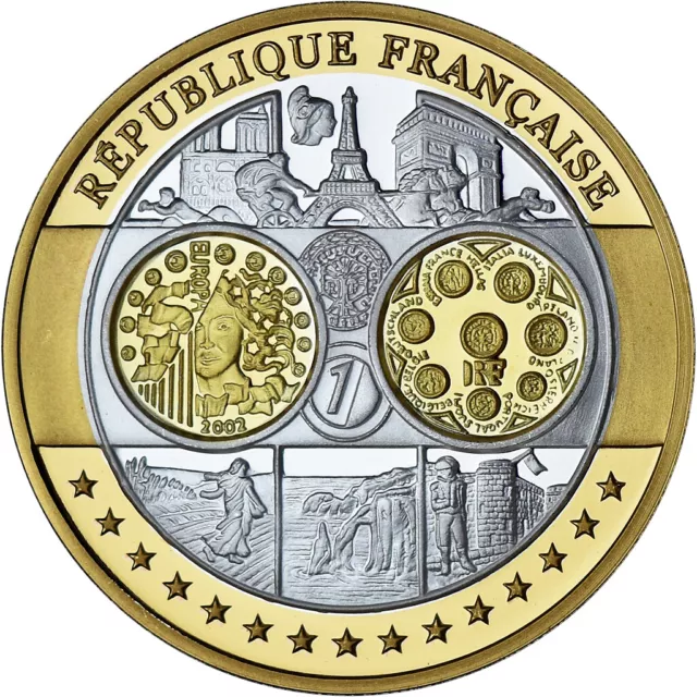 [#347680] France, Medal, Première frappe "France", BE, MS, Silver Plated Cop, pe