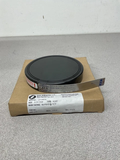 NEW Zook Enterprises CF184419 Mono Graphite Rupture Disk; 3”, 40 PSI @ 72°F