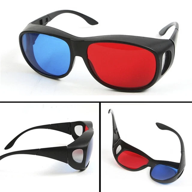 Red Blue 3D Glasses Black Frame For Dimensional Anaglyph TV Movie DVD G,I1 LZ