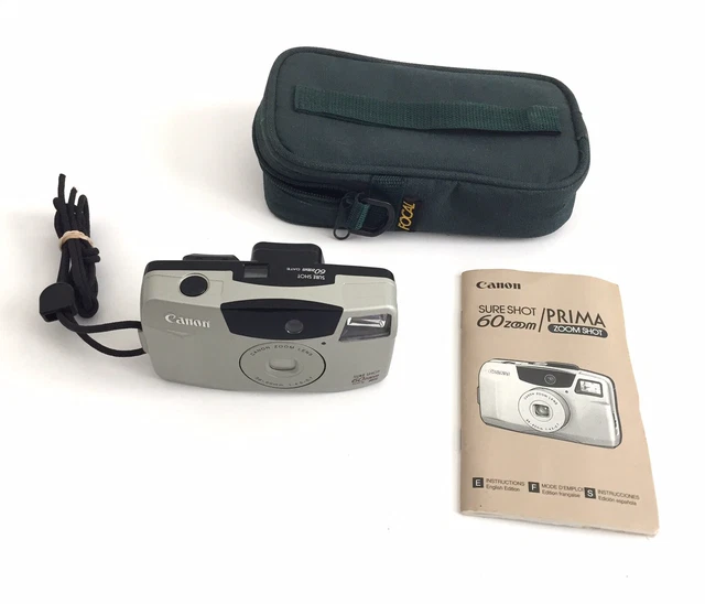CANON SURE SHOT 60 Zoom 35mm Point & Shoot Film Camera W/ Case & Manual