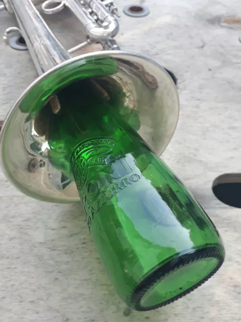 Trumpet mute hand made from recycled glass Peroni bottle and wine cork