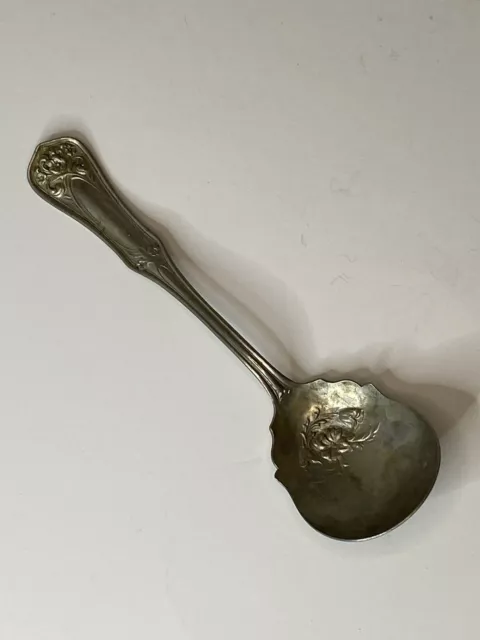 Vintage Nickel Silver Rogers Bros Decorative Serving Spoon Floral