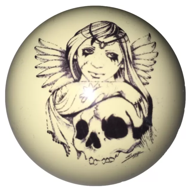 Pool/Billiards Angel with Wings over Skull Custom Cue Ball Great Gift!