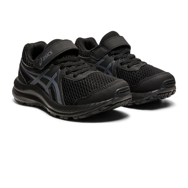 Asics Boys Contend 7 PS Running Shoes Trainers Sneakers Black Grey Sports
