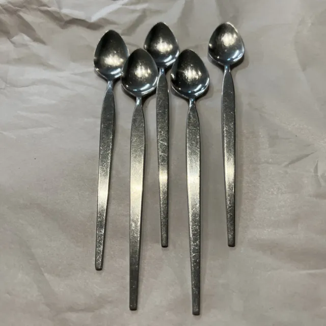 ONEIDA stainless SATINIQUE (older pattern) 5 Ice Tea Spoons
