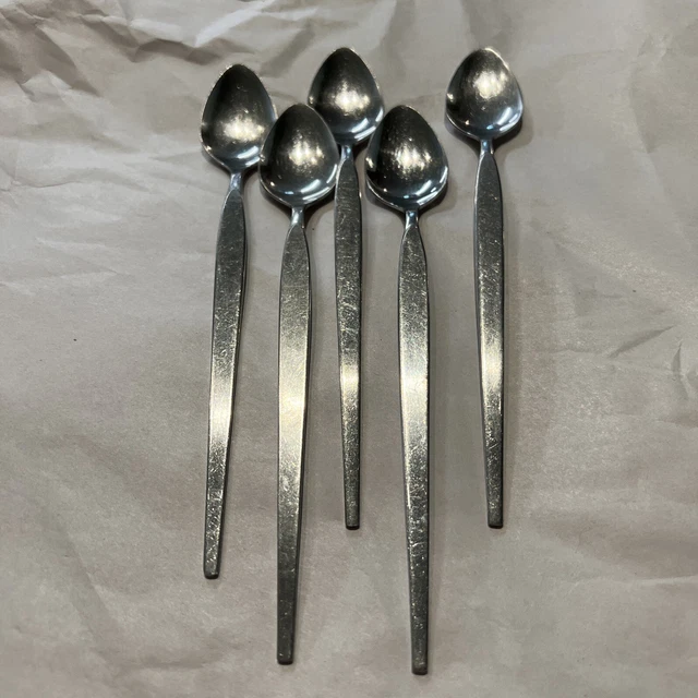ONEIDA stainless SATINIQUE (older pattern) 5 Ice Tea Spoons