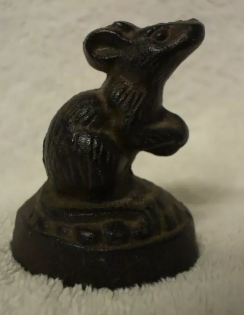 Cast Iron MOUSE Brown Bookend Door Stopper  Small  VINTAGE
