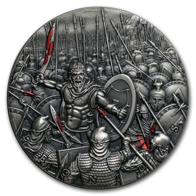 2019 Niue 2 oz Antique Silver Great Commanders: Leonidas - SKU#205668