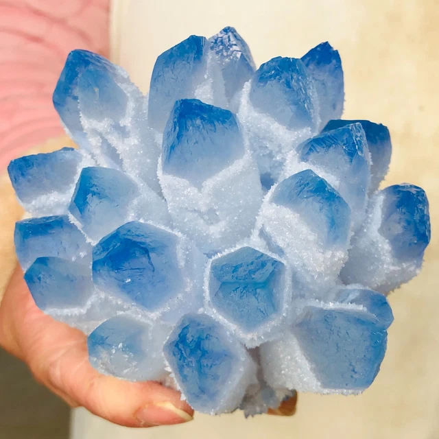674g Find Blue Phantom Quartz Crystal Cluster Mineral Specimen Healing X731 3