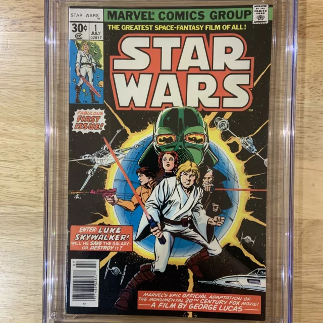 💥STAR WARS #1 CGC 9.0 WP 1977 1st app of Luke Skywalker, Darth Vader