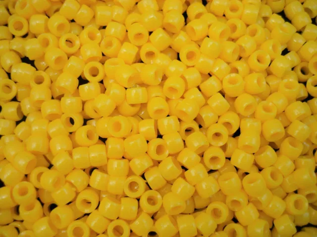 Pony Beads 6x4mm Opaque Yellow 500pc DIY Jewellery Bracelets FREE POSTAGE