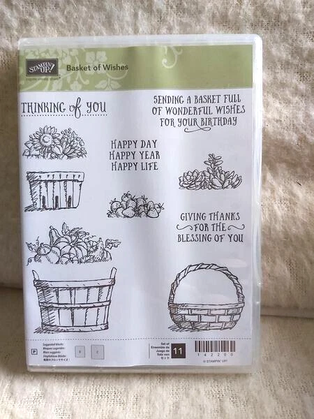 STAMPIN UP! STEMPEL-SET Basket of Wishes Herbst Ernte Kürbis Korb Äpfel ...