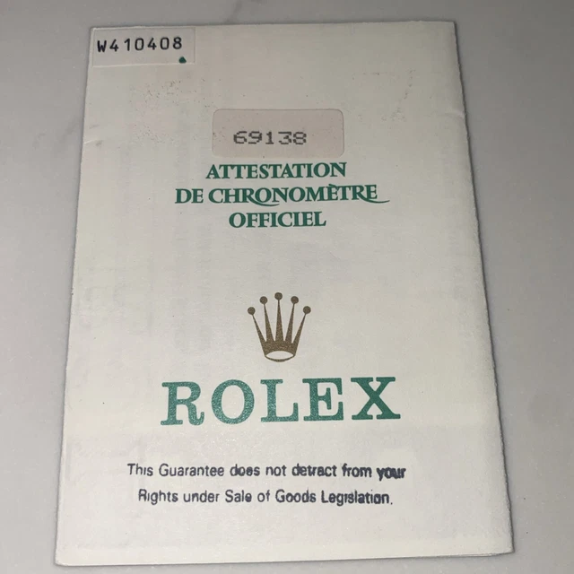 Certificato rolex originale hotsell