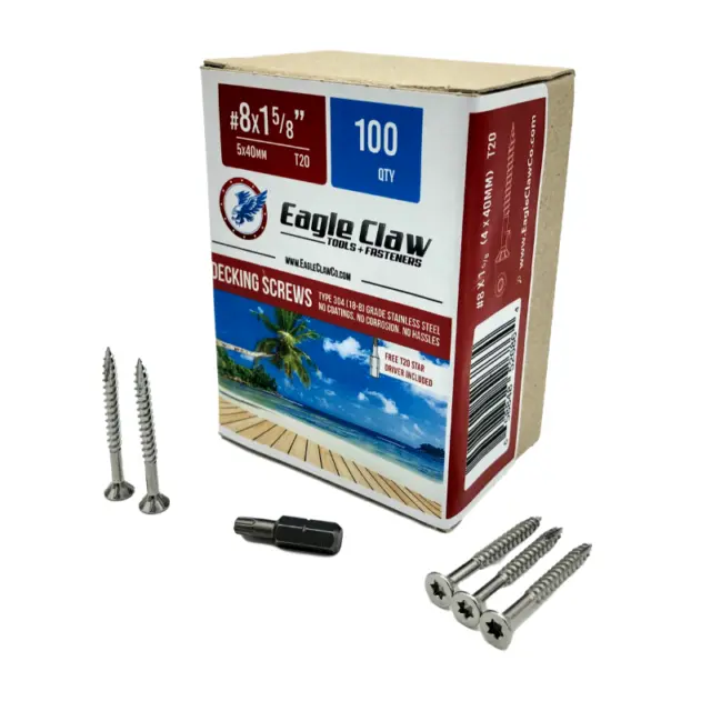 Stainless Steel Wood Screws, Star Drive, Qty 100 DIY Pack, Various sizes