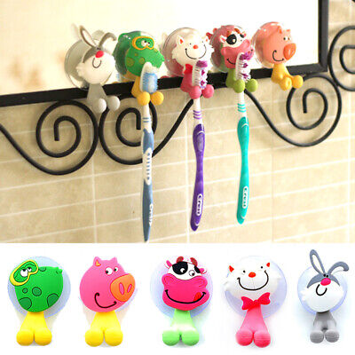 Animal Shape Toothbrush Holder Wall Mounted Sucker Bathroom Suction Cup Cute New