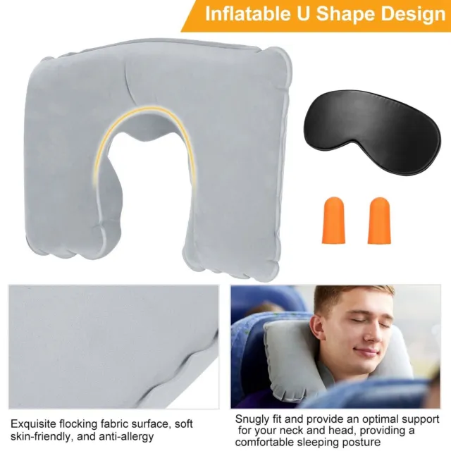Travel Office Neck Support U Shaped Portable Inflatable Pillow Head Rest Cushion 3