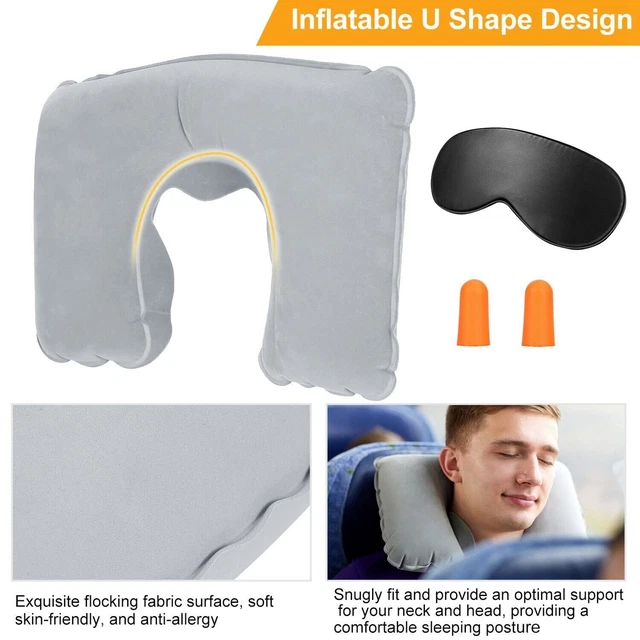 Travel Office Neck Support U Shaped Portable Inflatable Pillow Head Rest Cushion 3