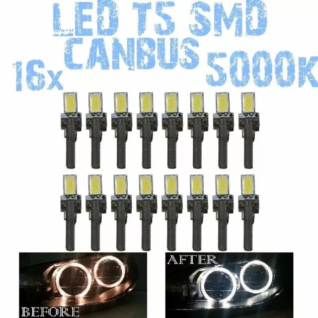 N 16 Glühbirnen LED T5 CAN 5000K SMD 5630 Scheinwerfer Angel Eyes DEPO FK 1C6SV