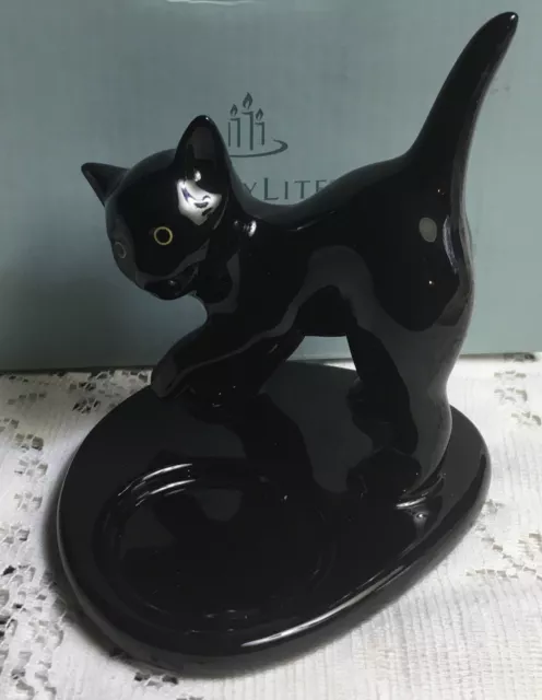 PartyLite KATTY Tealight Holder P90460 Standing Black Cat for Candle Halloween