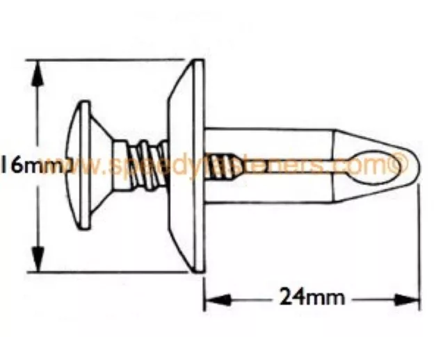 Plástico Panel Recortar Tornillos Parachoques Broches carenado Remaches 6mm m6 3