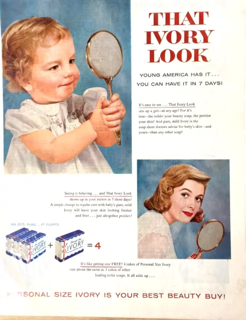Vintage Ivory Soap That Ivory Look Young America Has 1956 Magazine Print Ad L104