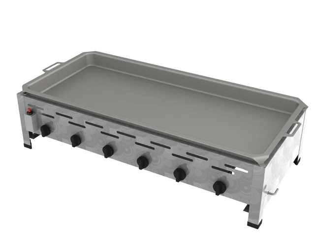 Edelstahl Wurstbräter 6-flammig 22 KW Pfanne Flüssiggas Gasgrill Gastrogrill