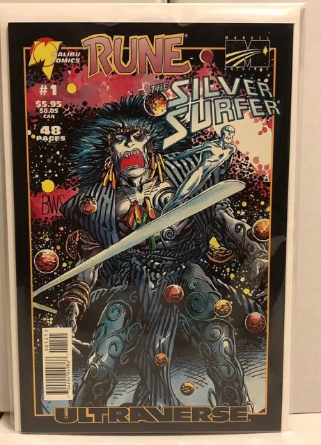RUNE / SILVER SURFER #1 (1995) HTF NEWSSTAND EDITION!  Marvel BWS  NEVER READ!