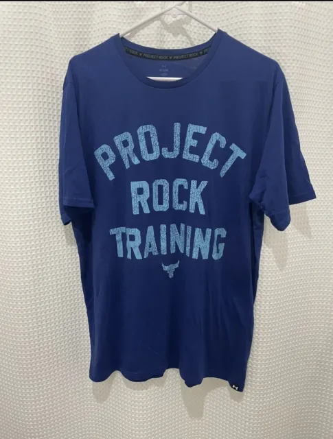 Under Armour Project Rock Training Shirt Mens Sz XL Blue Athletic Gym Workout