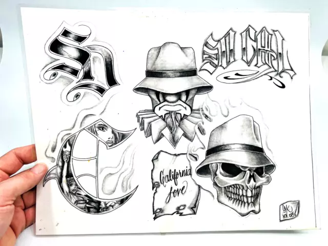 De colección Tattoo Shop Flash #2 década de 1990 década de 2000 cholo california calavera payaso juggalo SNK