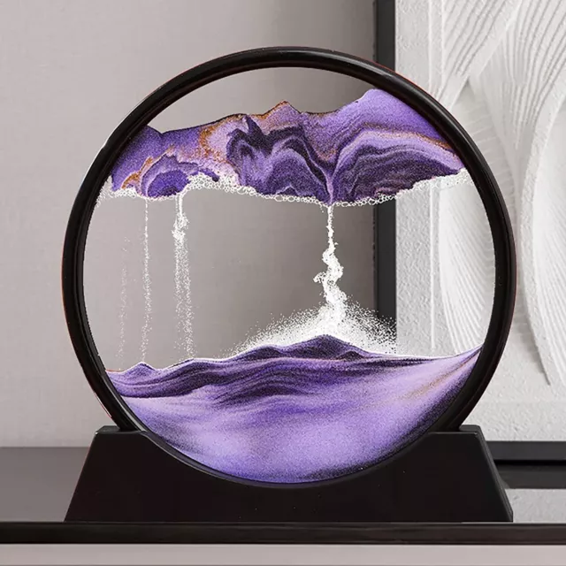 Moving 3D Sand Art Picture Round Glass Hourglass Deep Sea Sandscape Home Decor 3