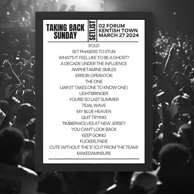 Taking Back Sunday London March 2024 Setlist