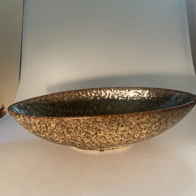 Hosley Decorative Elegant Expressions Ceramic Peacock-Feather Pattern Oval Bowl